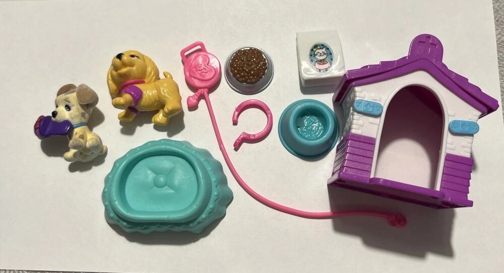 Barbie Doll Pet Dog Leash Food House Bed Animal Lot Accessory house Mini